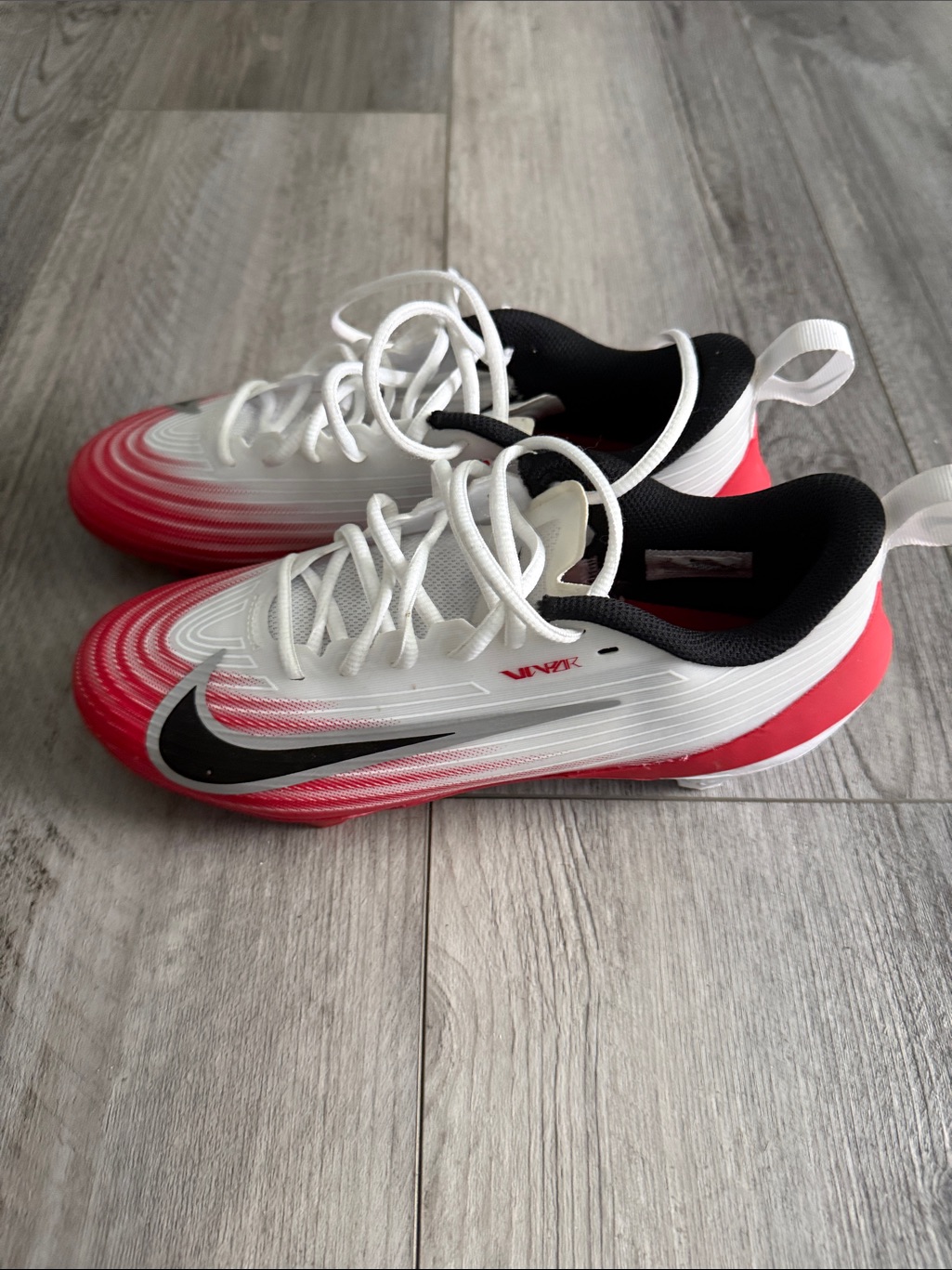 Nike Vapor Speed 3 Football Cleats In A White And University Red Colorway